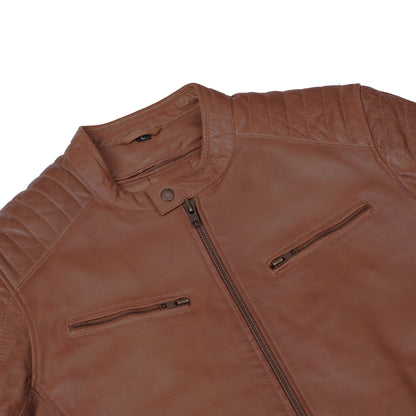 Copper Slayer Men's Sheepskin Leather Fashion Jacket with Snap Button
