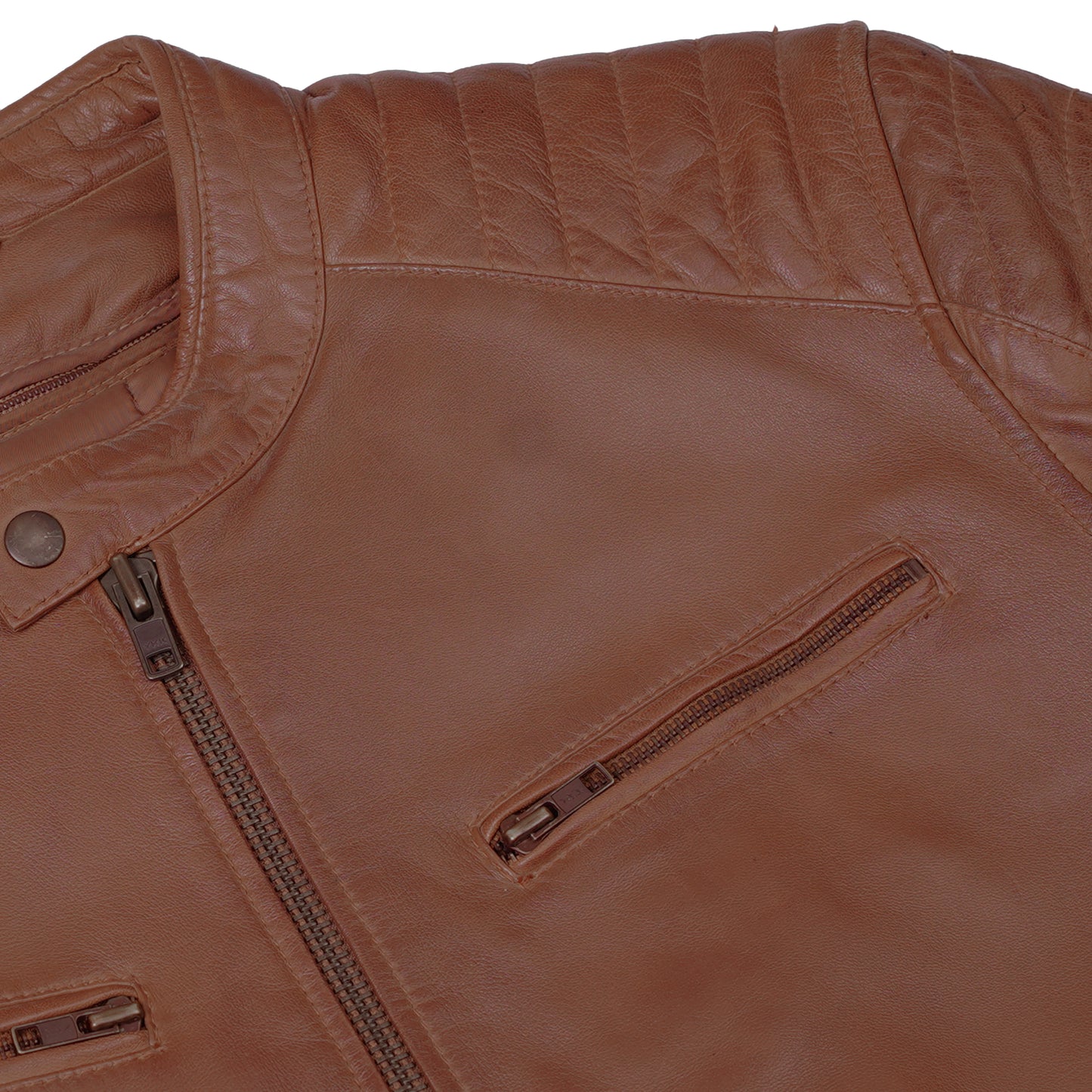 Copper Slayer Men's Sheepskin Leather Fashion Jacket with Snap Button