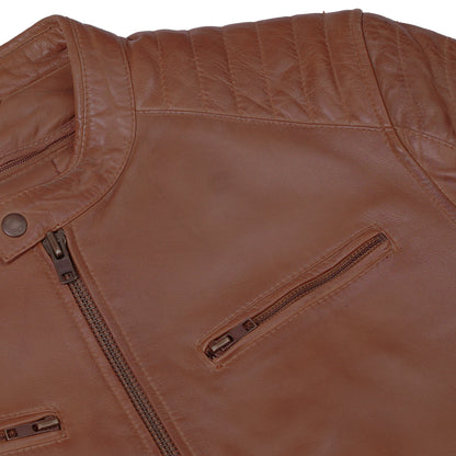 Copper Slayer Men's Sheepskin Leather Fashion Jacket with Snap Button