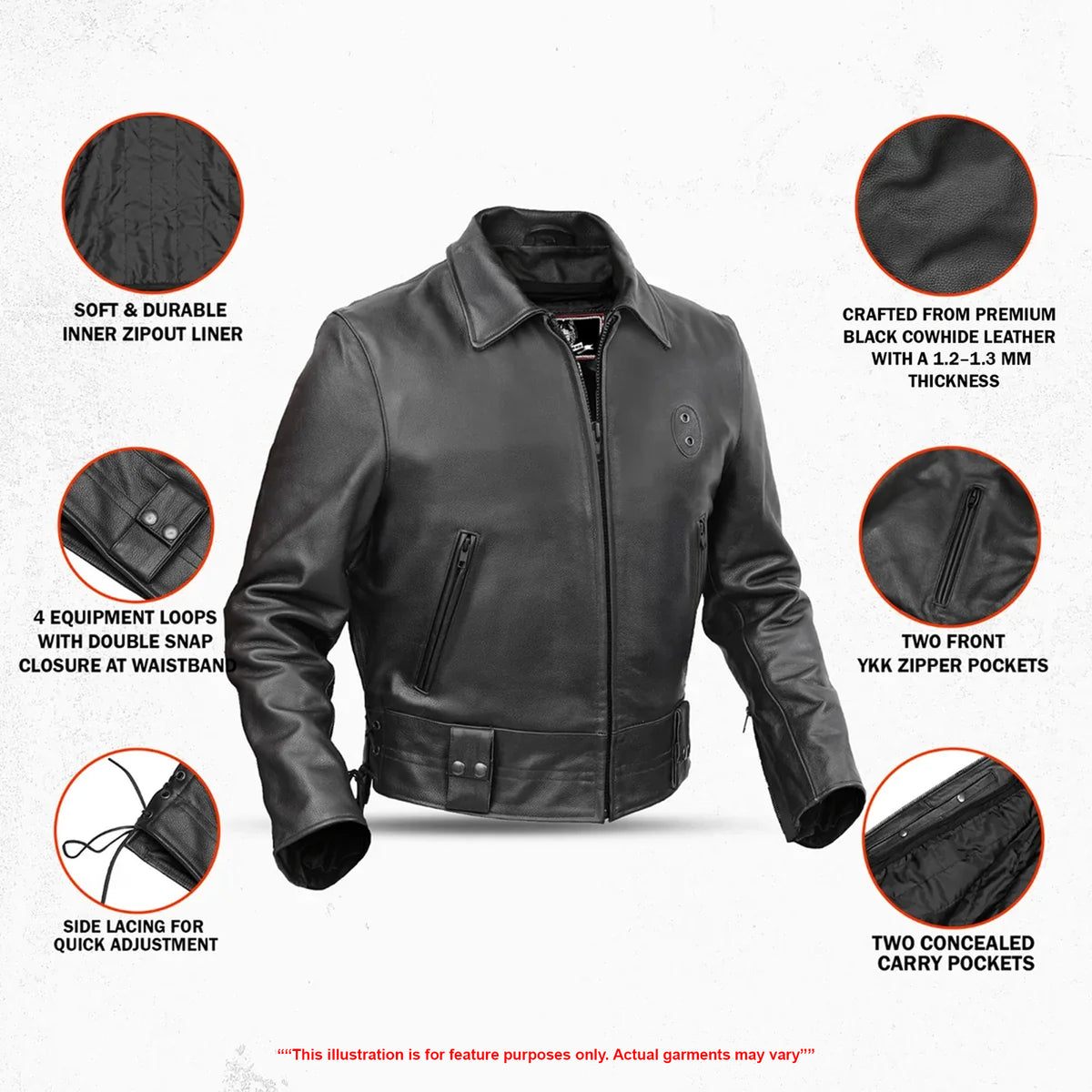 Crime Stop – Men’s Leather Motorcycle Jacket