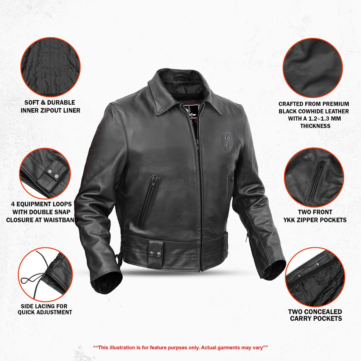 Crime Stop – Men’s Leather Motorcycle Jacket