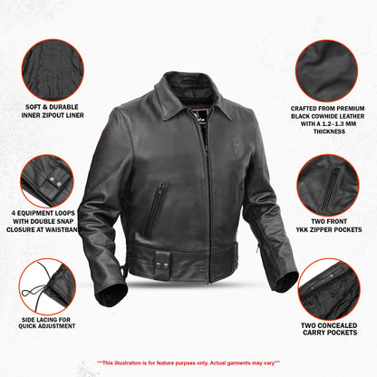 Crime Stop – Men’s Leather Motorcycle Jacket