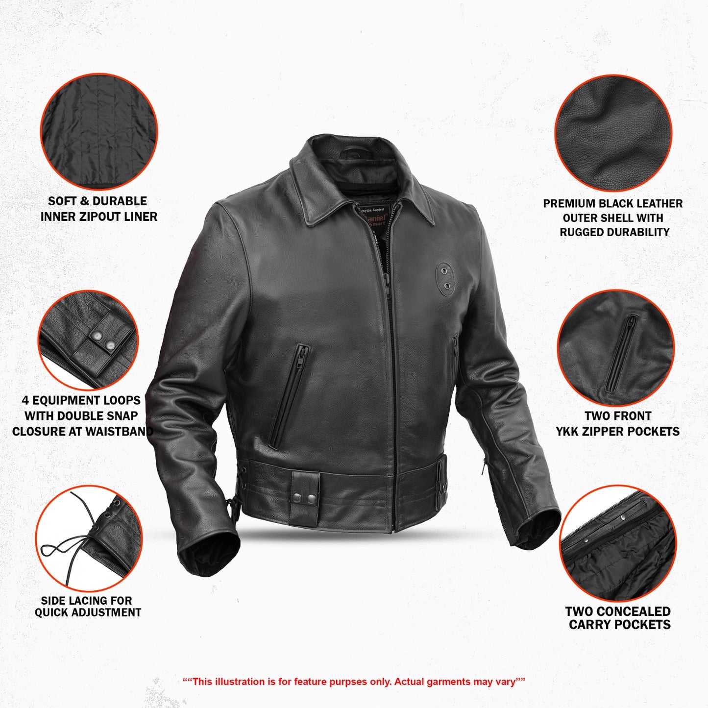 Crime Stop – Men’s Leather Motorcycle Jacket