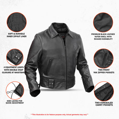 Crime Stop – Men’s Leather Motorcycle Jacket
