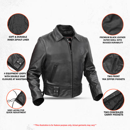 Crime Stop – Men’s Leather Motorcycle Jacket