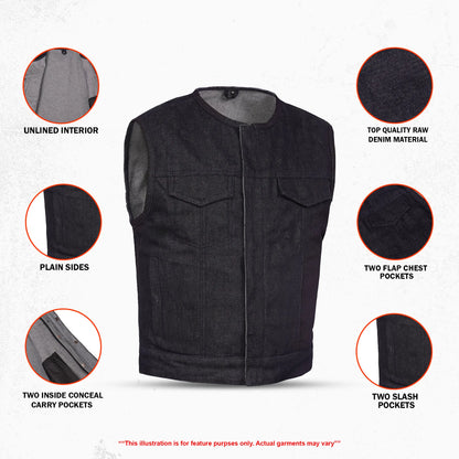 Lockshot Men's Denim Motorcycle Vest