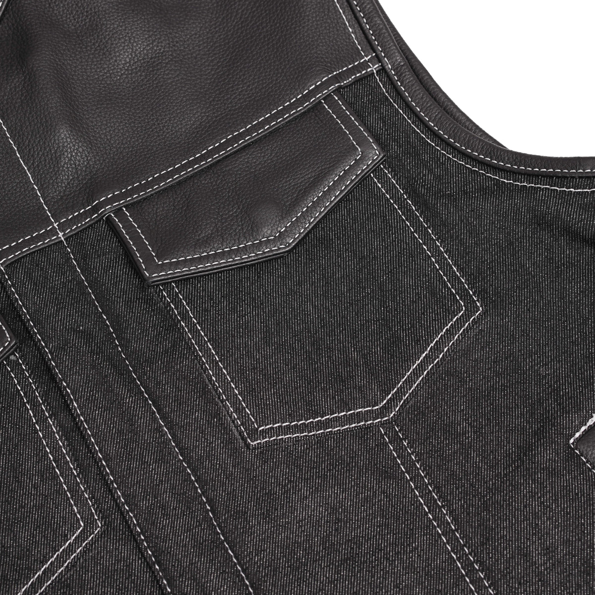 DM900 Men's Leather/Denim Combo Vest