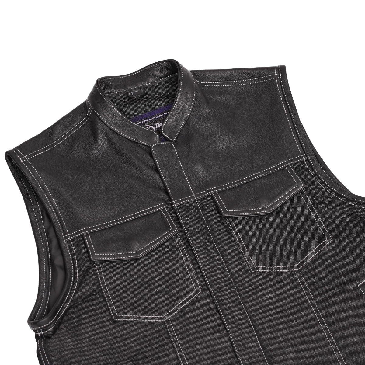 DM900 Men's Leather/Denim Combo Vest