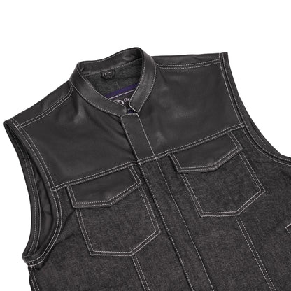 DM900 Men's Leather/Denim Combo Vest