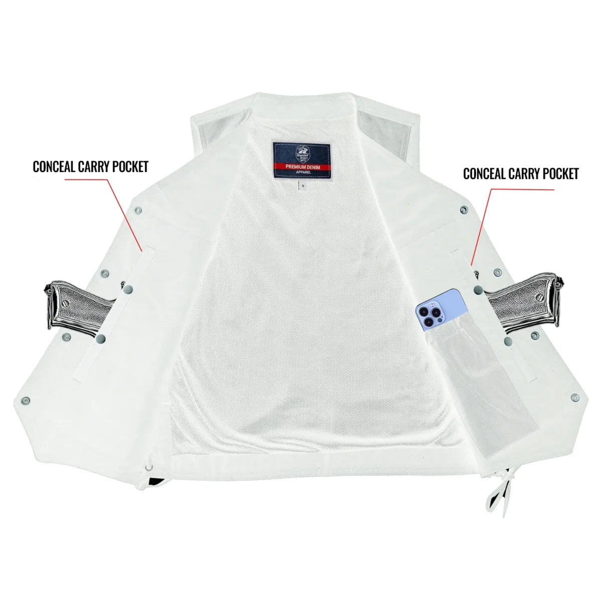 DM902 Aimline Men's Denim Motorcycle Vest