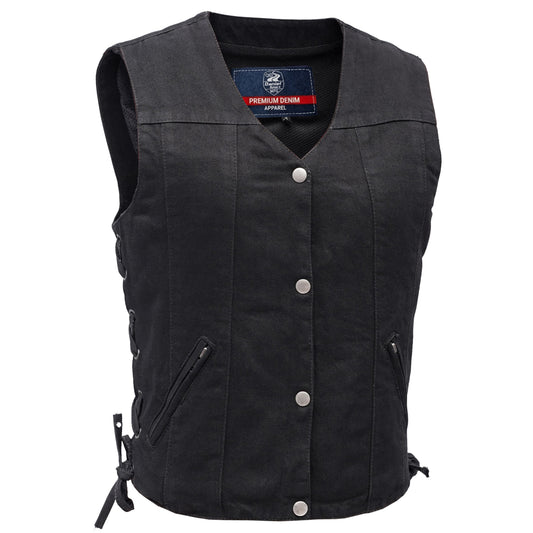 DM906BK Women's Single Back Panel Concealed Carry Denim Vest
