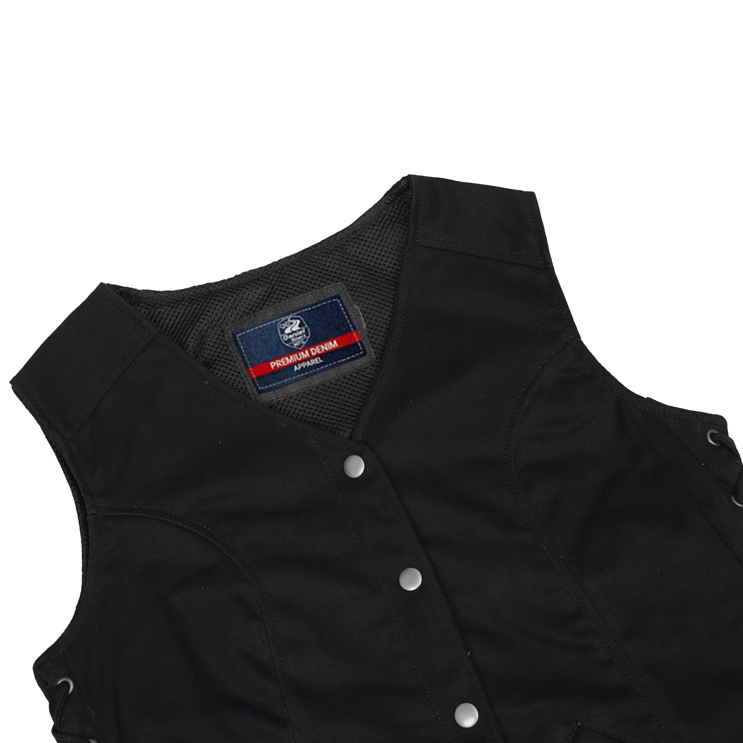 DM908  Women's Denim Longer Body &frac 34; Vest - Side Laces
