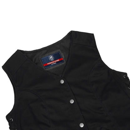 DM908  Women's Denim Longer Body &frac 34; Vest - Side Laces