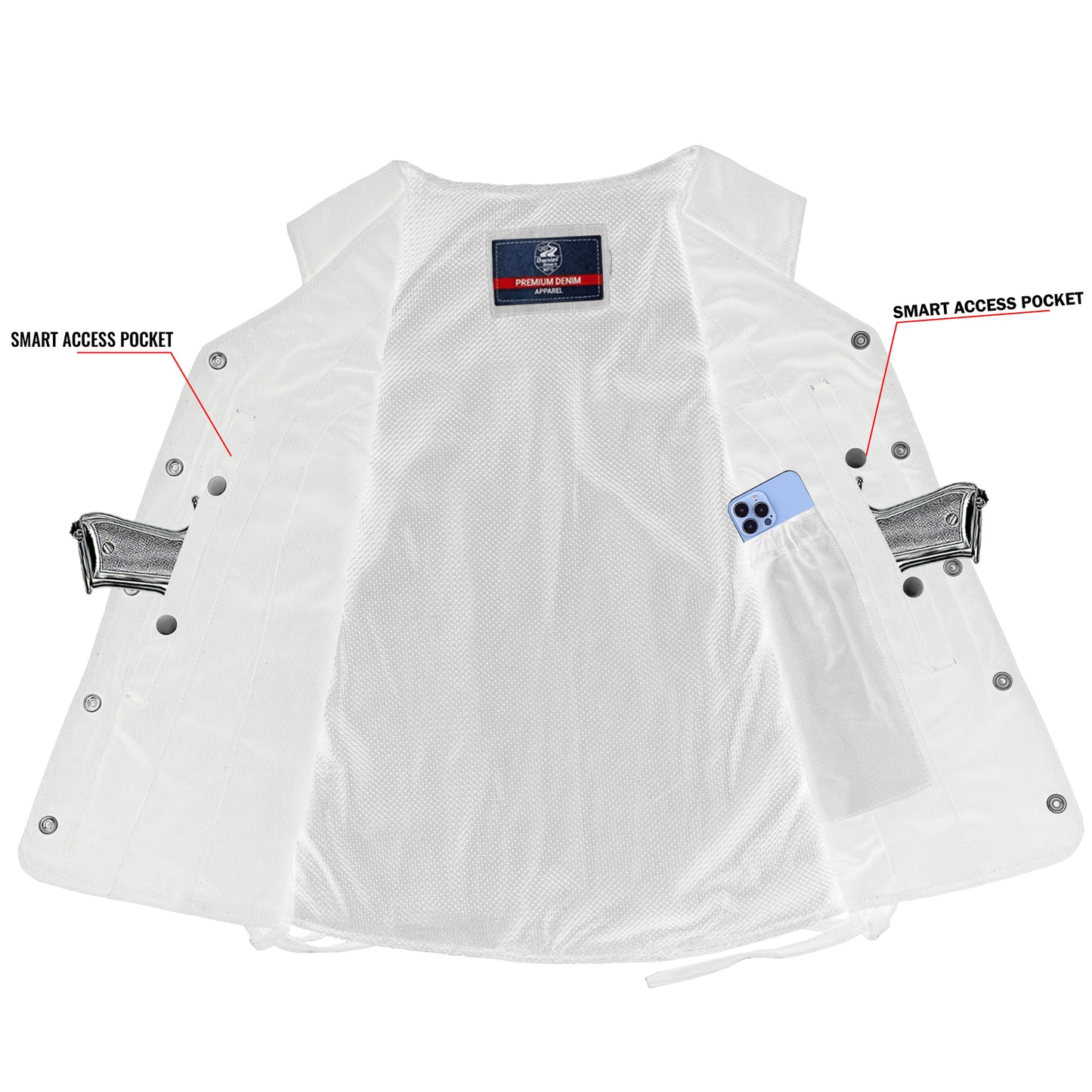 DM908  Women's Denim Longer Body &frac 34; Vest - Side Laces
