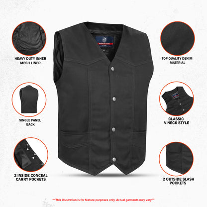 KICKSTER Men's Denim Motorcycle Vest