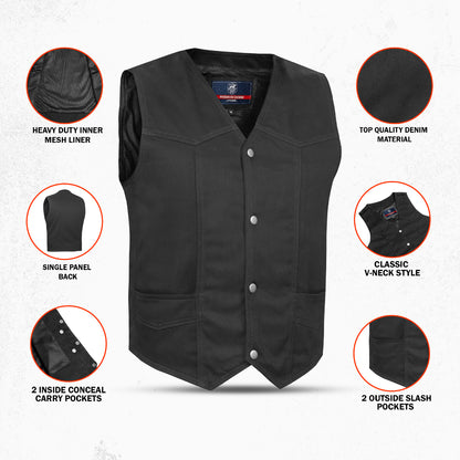 KICKSTER Men's Denim Motorcycle Vest