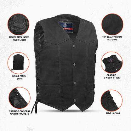 DM911 Frenzy Men’s Denim Motorcycle Vest
