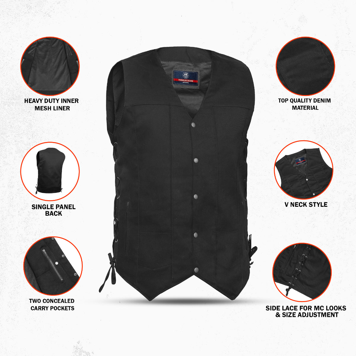 DM914TALL Men's Ten Pocket Denim Utility Vest - TALL