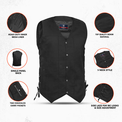 DM914TALL Men's Ten Pocket Denim Utility Vest - TALL