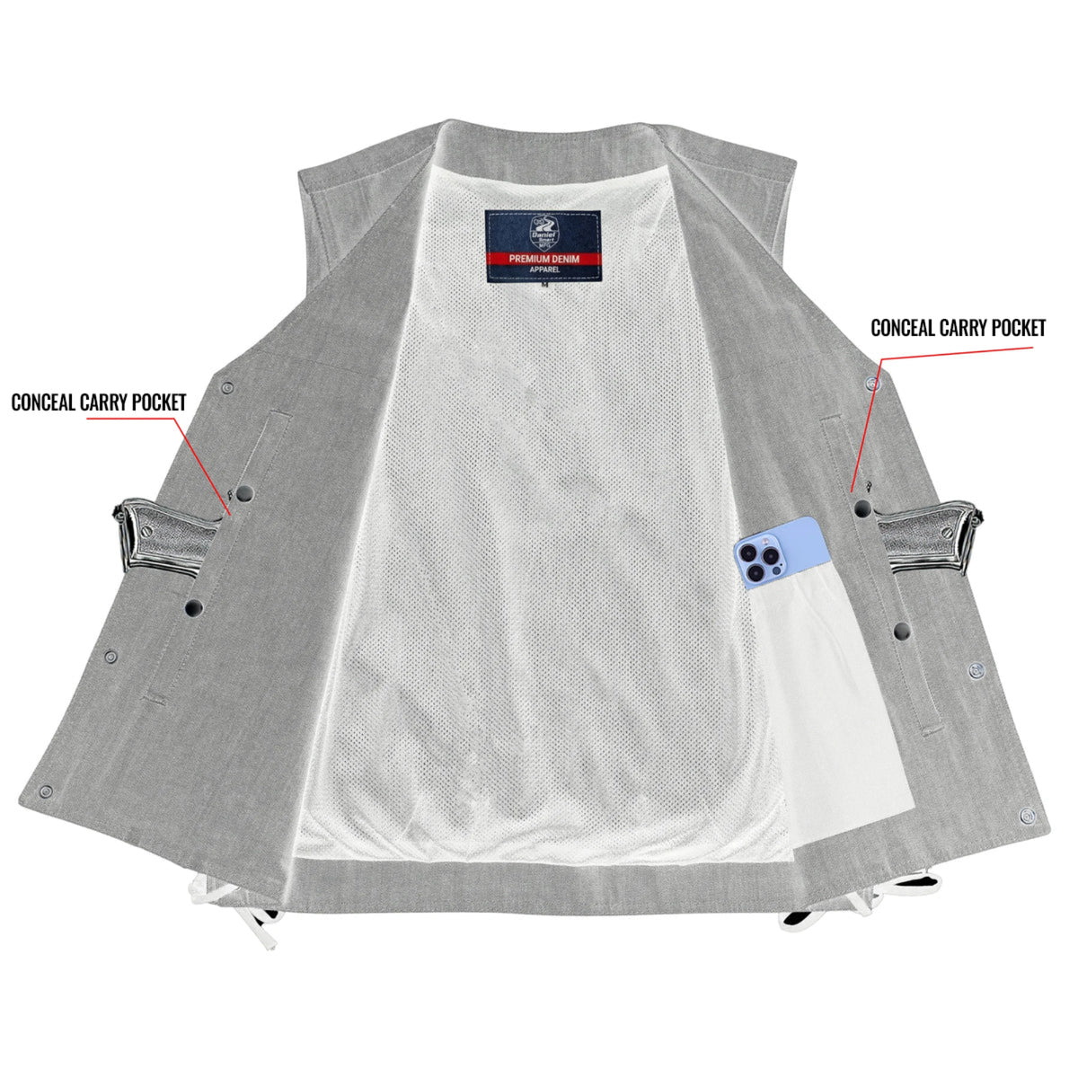 Wild Venture Men's Denim Motorcycle Vest