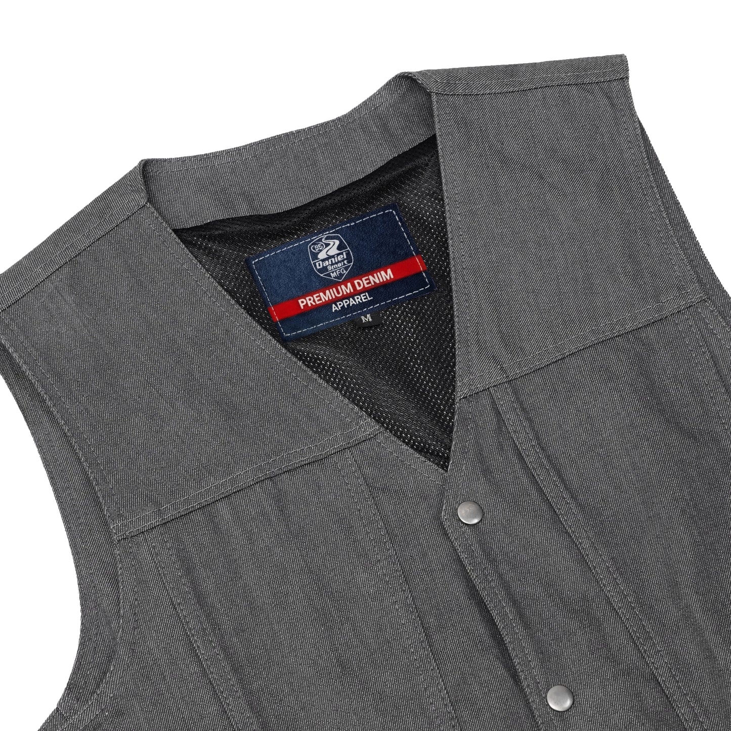 DM918 Men's Rough Rub-Off Raw Finish Broken Gray Denim Vest
