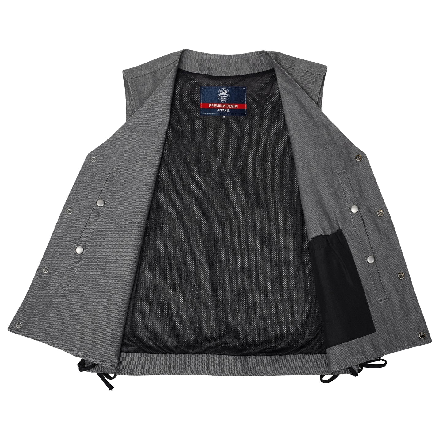 DM918 Men's Rough Rub-Off Raw Finish Broken Gray Denim Vest