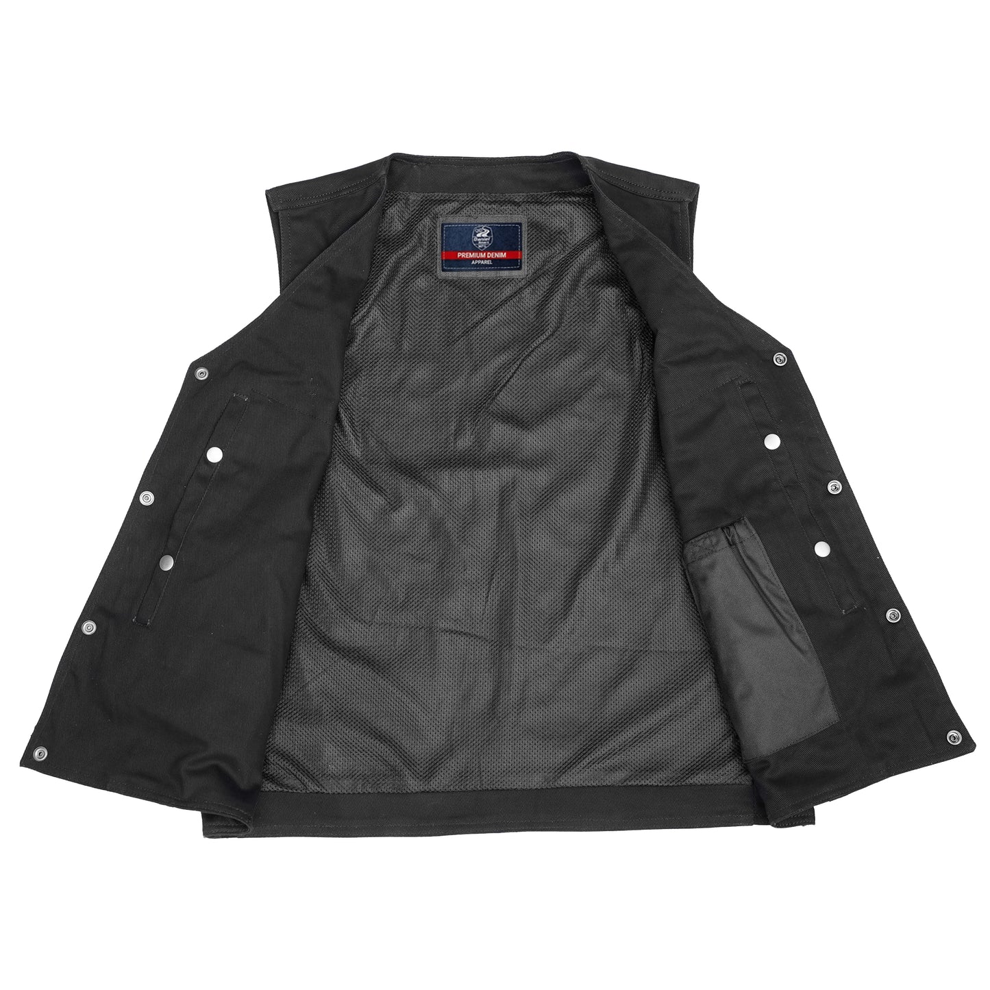 DM925BK Men's Single Back Panel Concealed Carry Denim Vest
