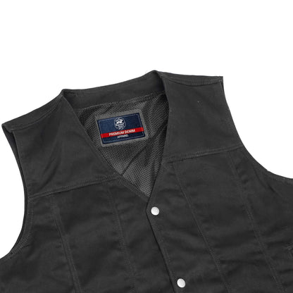 DM925BK Men's Single Back Panel Concealed Carry Denim Vest