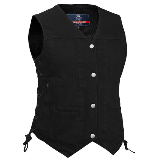 DM947 Women's 6 Pocket Denim Utility Vest - Black