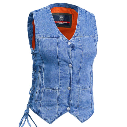 DM948 Women's 6 Pocket Denim Utility Vest - Blue