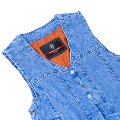 DM948 Women's 6 Pocket Denim Utility Vest - Blue