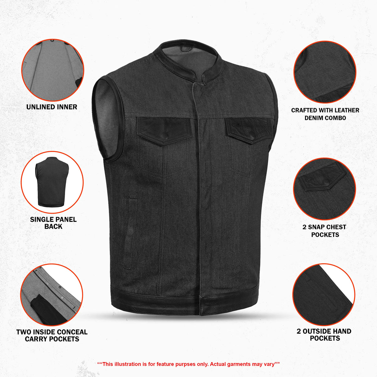 Riding Soul Men's Denim Motorcycle Vest