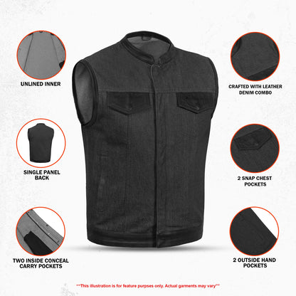 Riding Soul Men's Denim Motorcycle Vest
