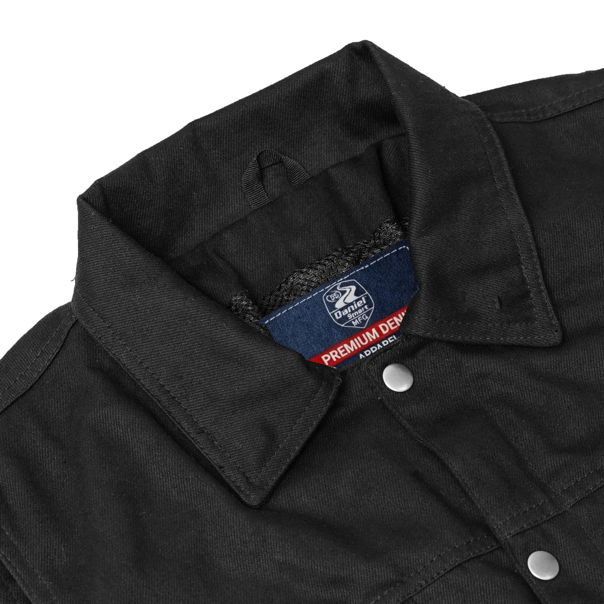 DM970BK Snap Front Denim Vest- Black