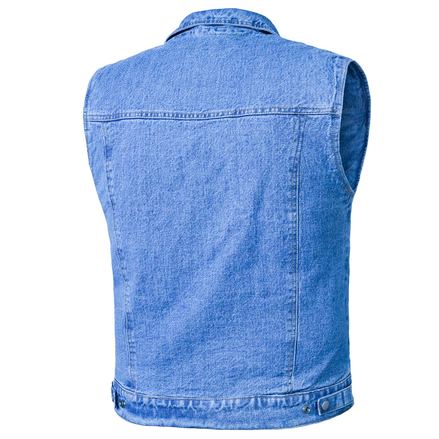 DM970BU Snap Front Denim Vest- Blue