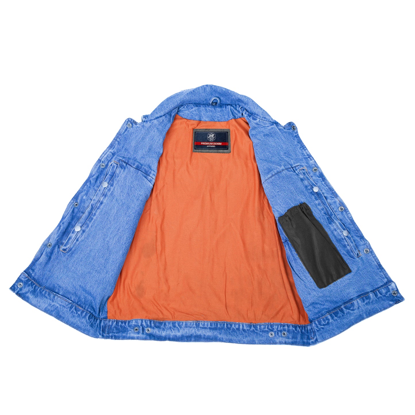 DM970BU Snap Front Denim Vest- Blue