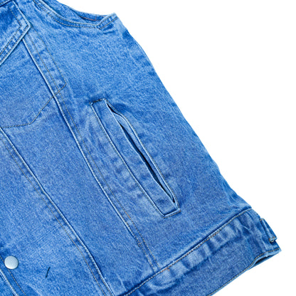 DM970BU Snap Front Denim Vest- Blue