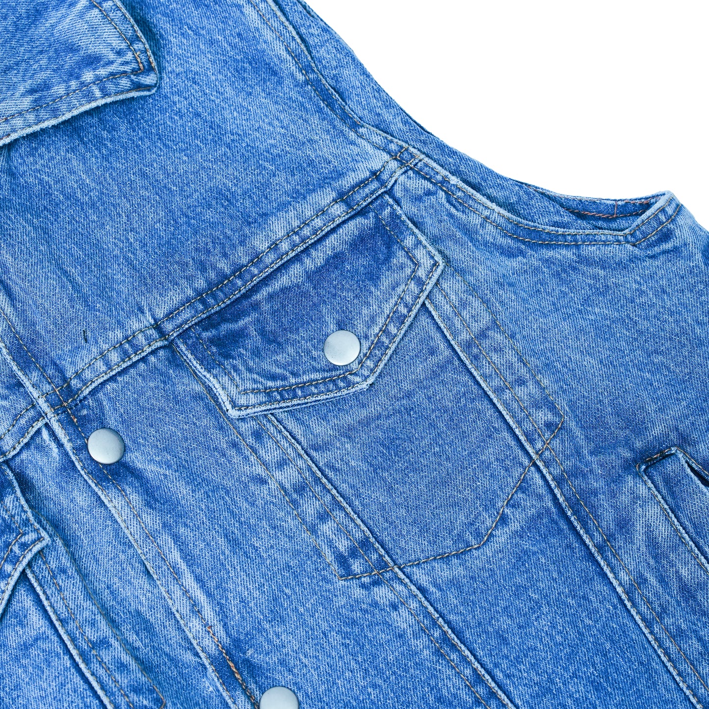DM970BU Snap Front Denim Vest- Blue