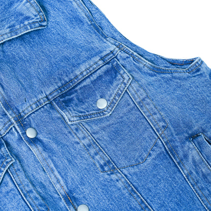 DM970BU Snap Front Denim Vest- Blue