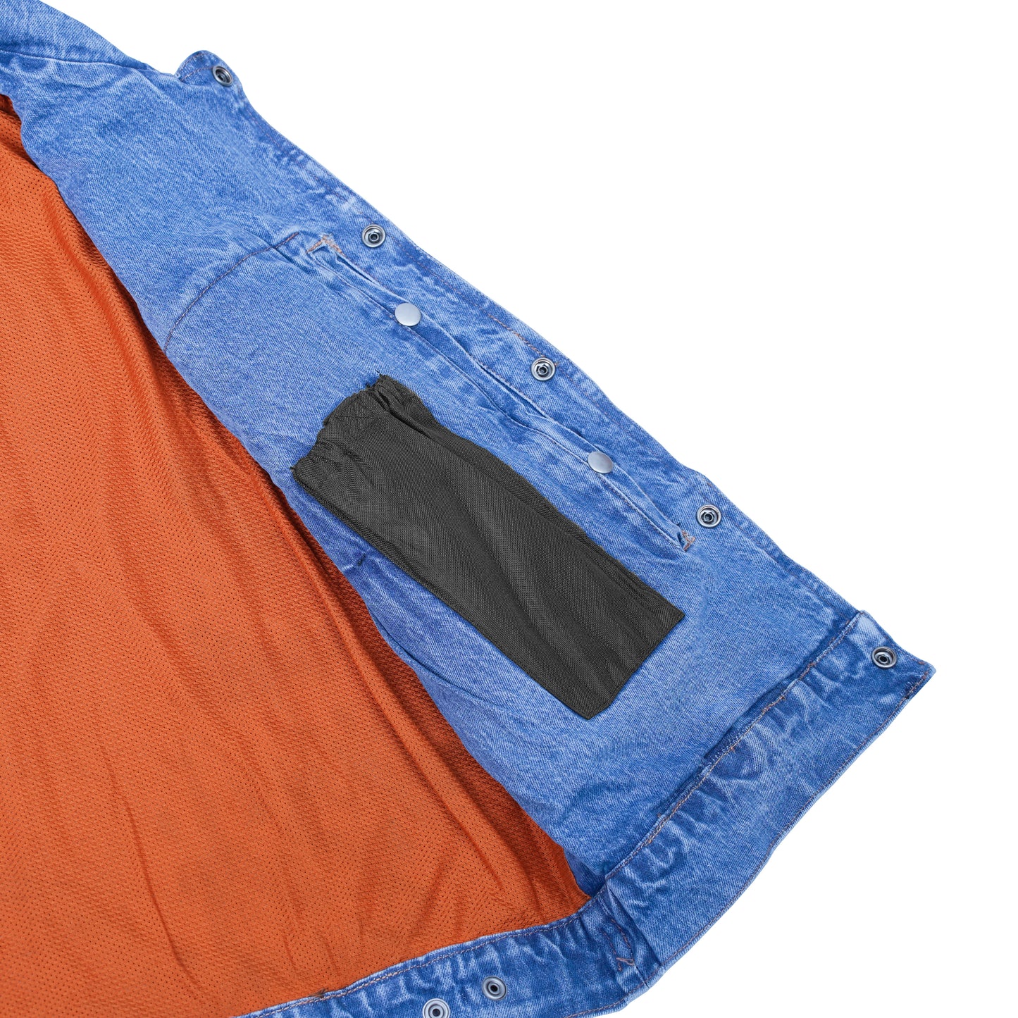 DM970BU Snap Front Denim Vest- Blue