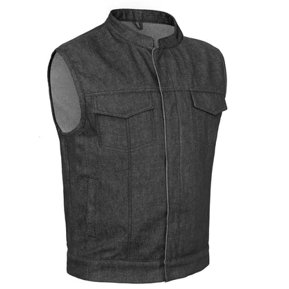 DM977 Men's Rough Rub-Off Raw Finish Denim Vest