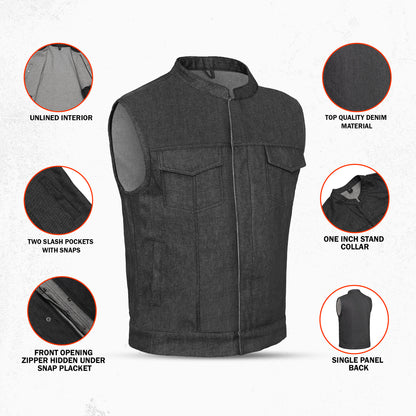 Wick Men's Denim Motorcycle Vest