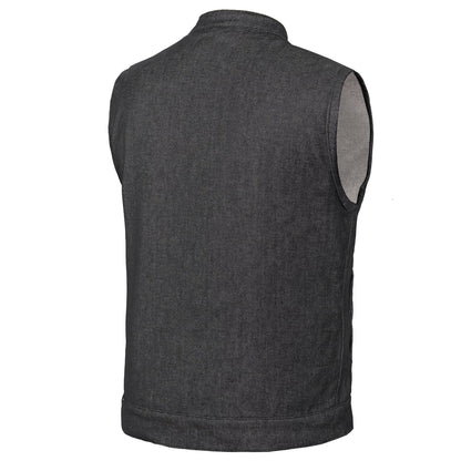 DM977 Men's Rough Rub-Off Raw Finish Denim Vest