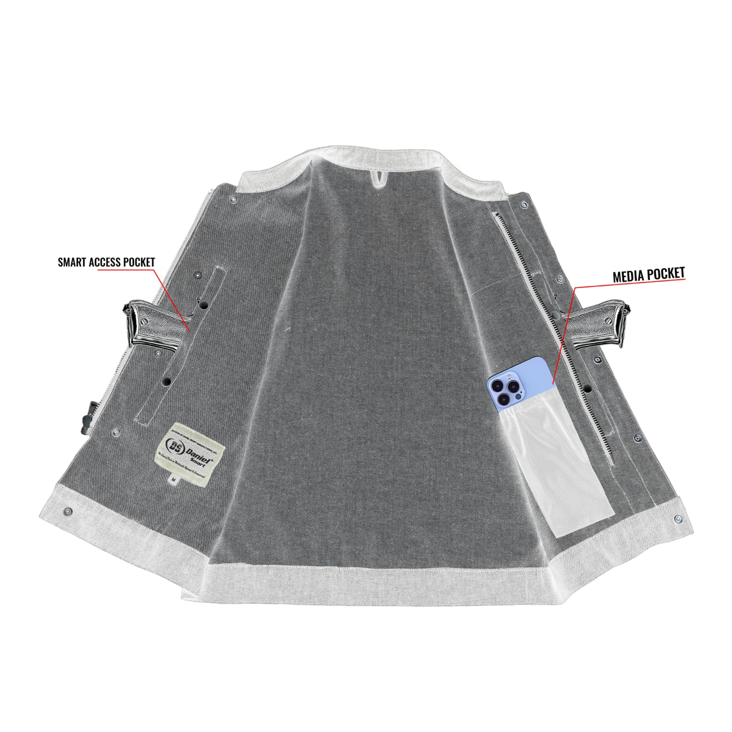 DM977 Men's Rough Rub-Off Raw Finish Denim Vest