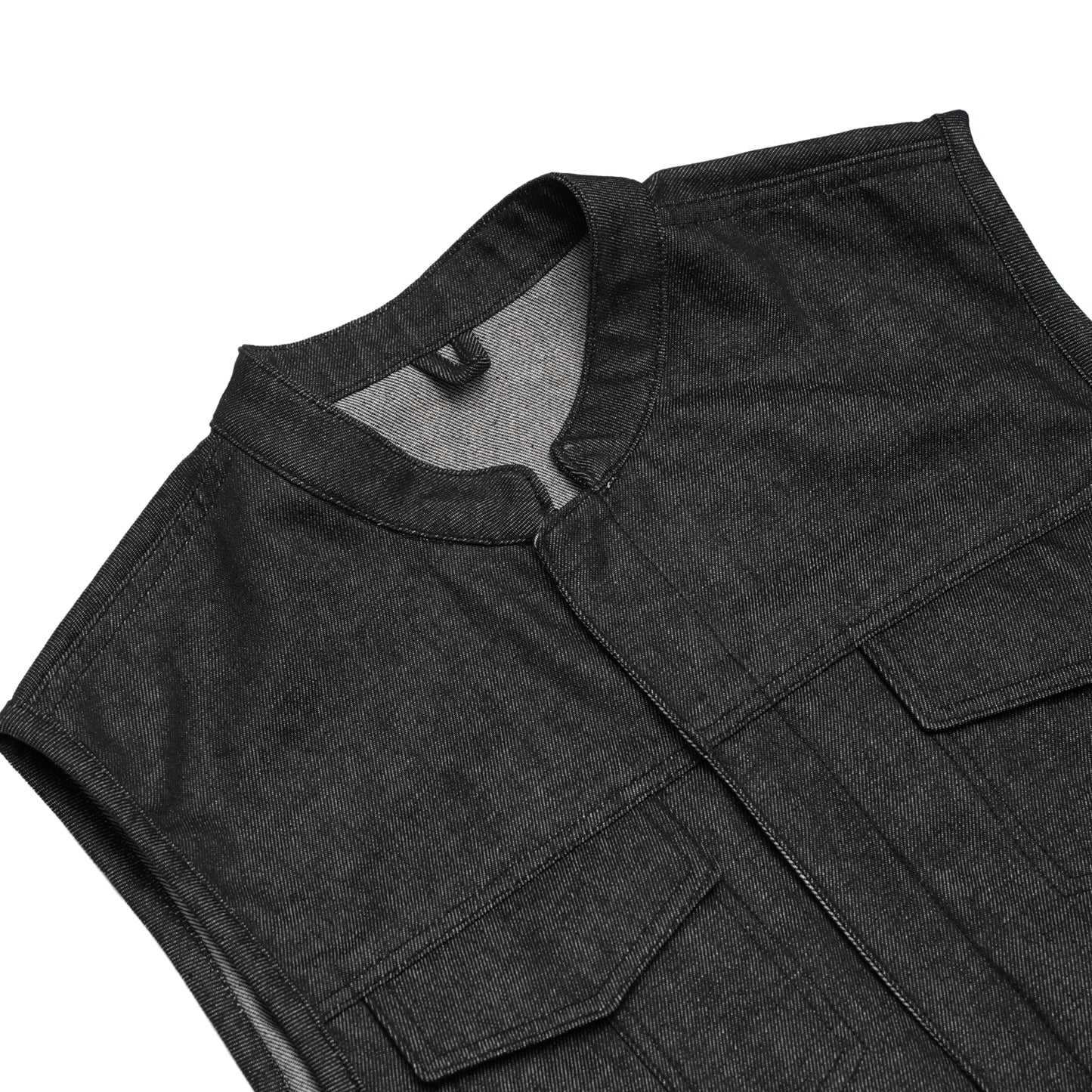 DM977 Men's Rough Rub-Off Raw Finish Denim Vest