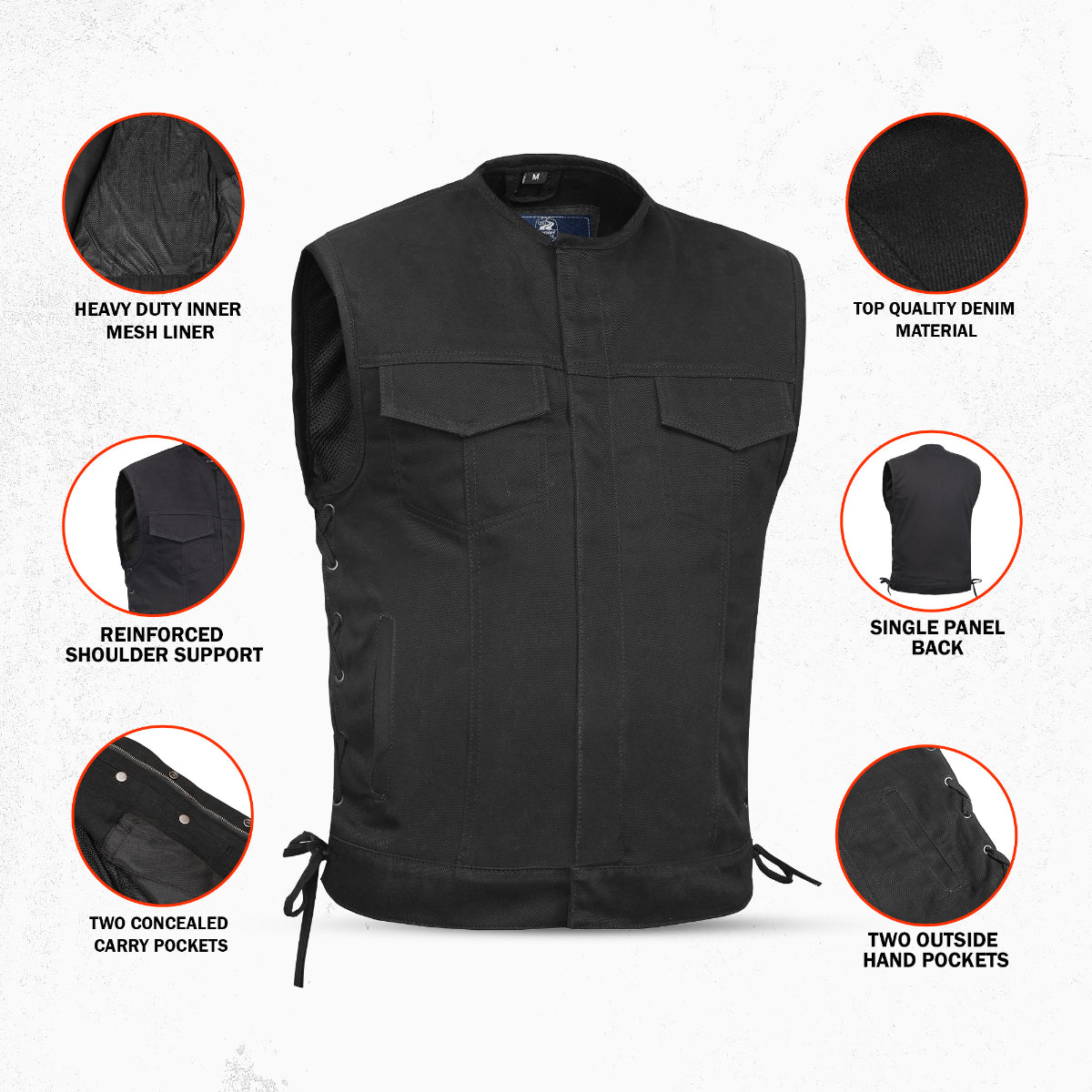DM978 Denim Material, Upgraded Style Gun Pockets, All black construct