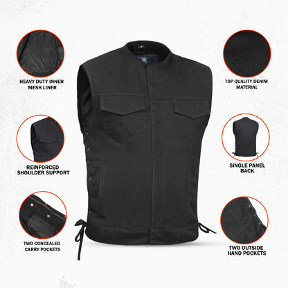 DM978 Denim Material, Upgraded Style Gun Pockets, All black construct