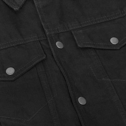 DM979BK Snap/Zipper Front Denim Vest- Black