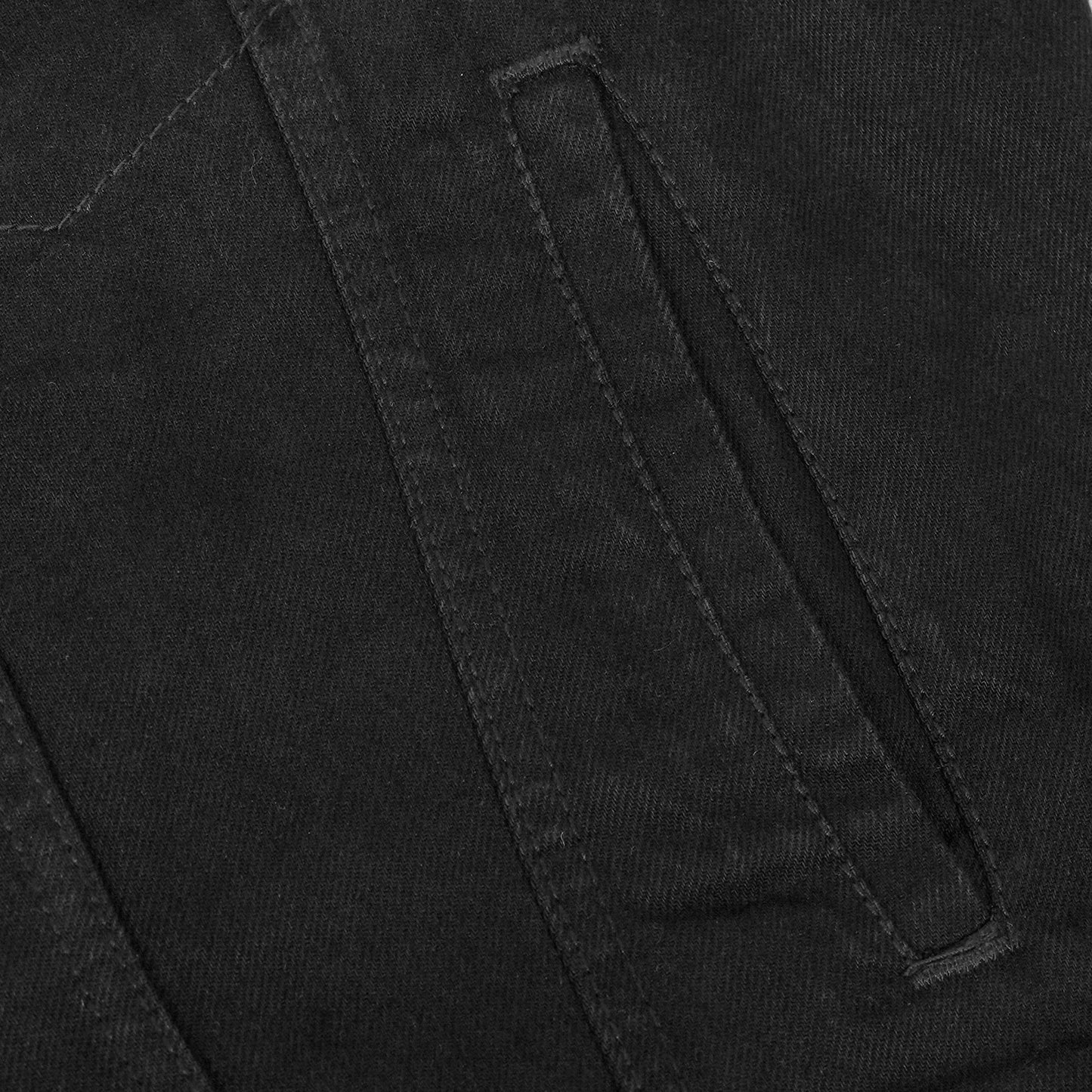 DM979BK Snap/Zipper Front Denim Vest- Black