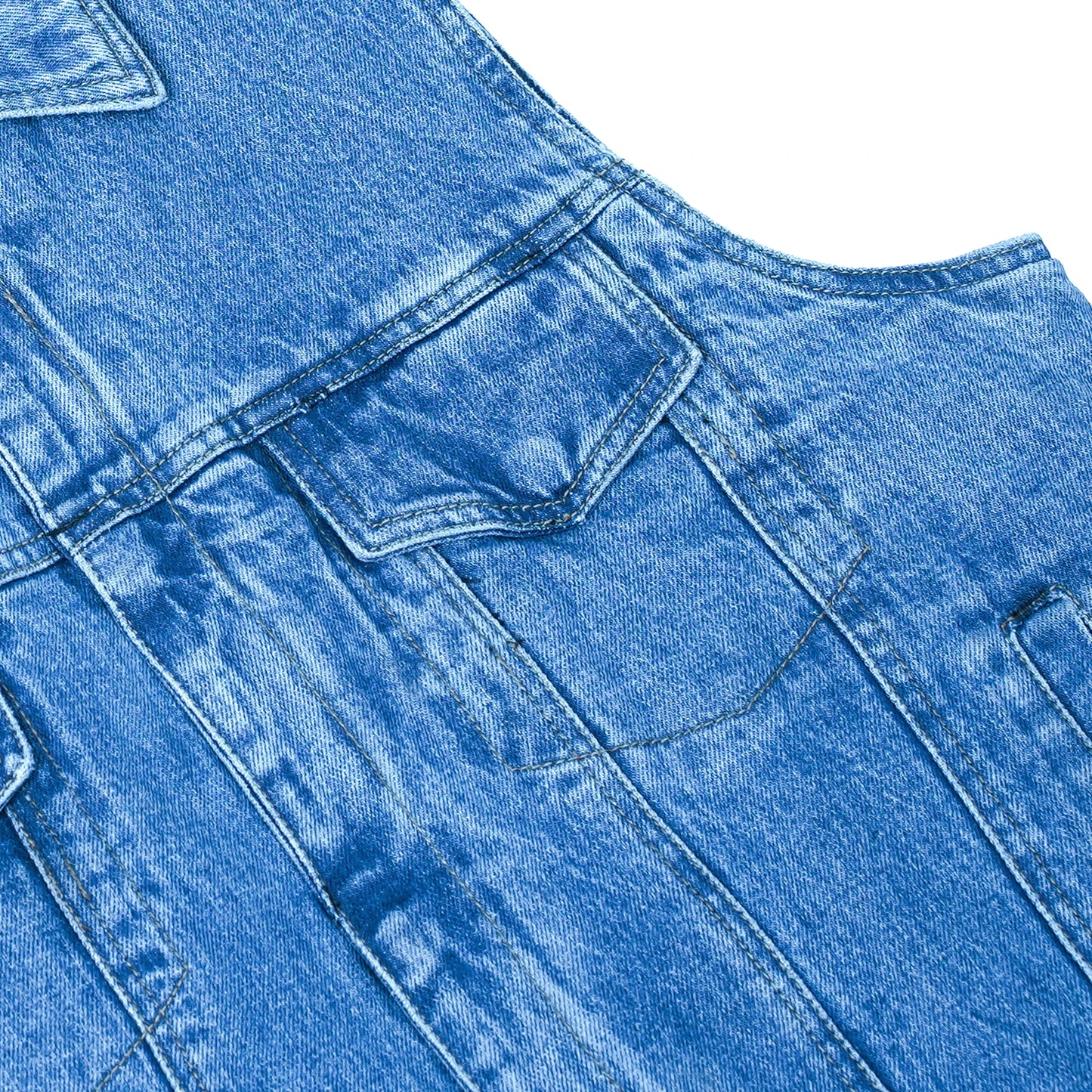 DM979BU Snap/Zipper Front Denim Vest- Blue
